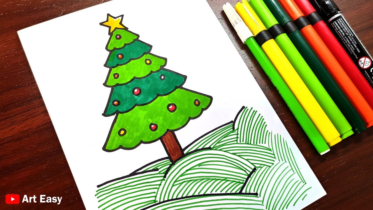 Christmas Tree Drawing Easy Step By Step