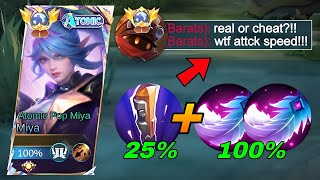 GLOBAL MIYA WTF ATTACK SPEED BUILD!! 200% SPEED HACK!?😱(must try) Top 1 Global Miya Gameplay 2024!!