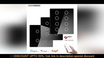 Shawader Light Switch Zigbee Repeater 4x4 Brazil Touch Sensor Glass Panel Tuya Smart 4/6/8 Gang Remo