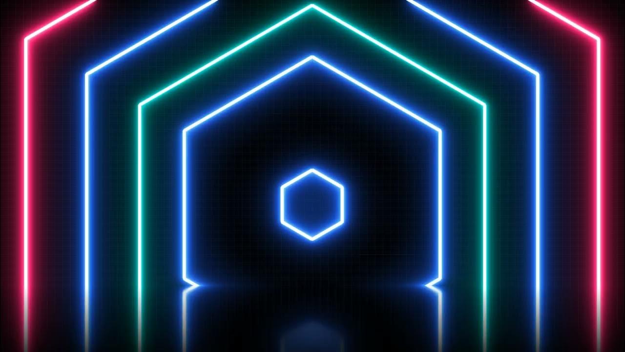 DJ Loop Neon 6 Side Line Blinking Background Animation Loop Royalty Free Screensaver