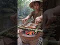 Fresh Stream Prawns Grilled by the Forest Stream - Bep Lang #forestcooking #slowliving #asmr #cook