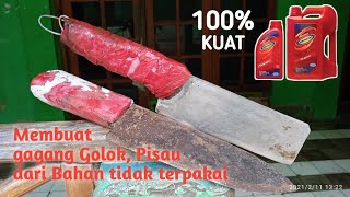 Cara membuat gagang golok dari bahan bekas.