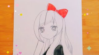 anime girl drawing || رسم انمي سهل جدا للمبتدئين خطوة بخطوة