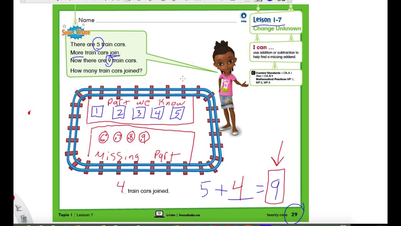 SAVVAS math lesson 1-7 (grade 1) - YouTube