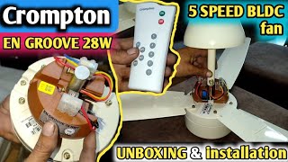 Crompton EN GROOVE 28 RMT BLDC fan unboxing with installation by #electricsolution in 2023 ||