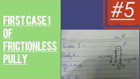 Case no 1 of frictionless Pulley. 005 Derivation of Acceleration and tension in the string.