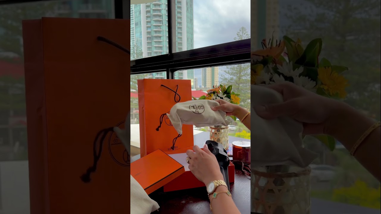 Unboxing my first purchased from hermes. But oran for now. ❤️ 