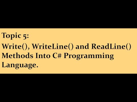 5. Write, WriteLine and ReadLine Methods Into C# Programming Language In Hindi