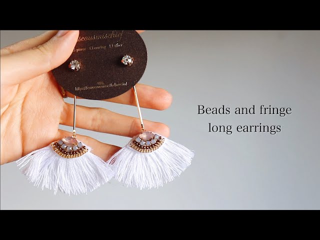 初心者でも簡単青いフリンジのビーズ刺繍ピアスの作り方diy Making A Handmade Embroidery Beads Earrings ハンドメイドアクセサリー刺繍イヤリング Litetube