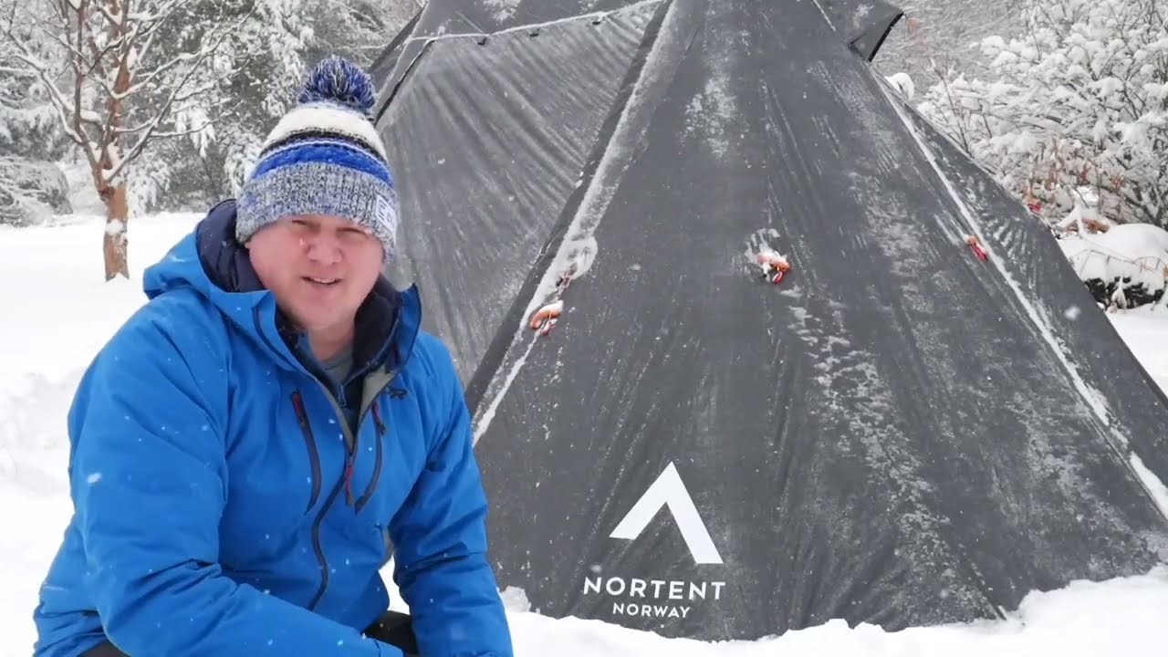Nortent Koie 7 Hot Tent, Comfortable Camping in a Winter Storm