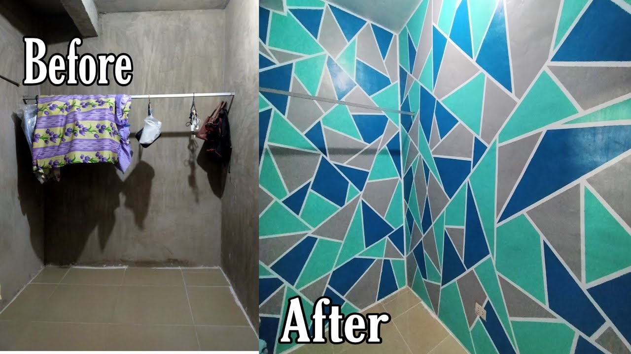 HOW TO PAINT GEOMETRIC WALL | EXTREME ROOM MAKEOVER | WALL PAINTING ...