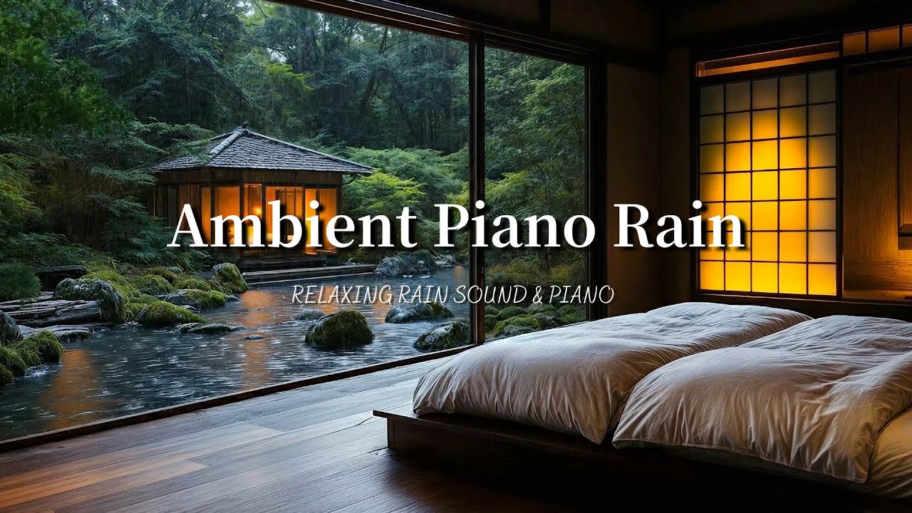 Relaxing Piano & Rain Sounds 🌧️🎹 | Japanese Zen Bedroom, Deep Sleep, Stress Relief