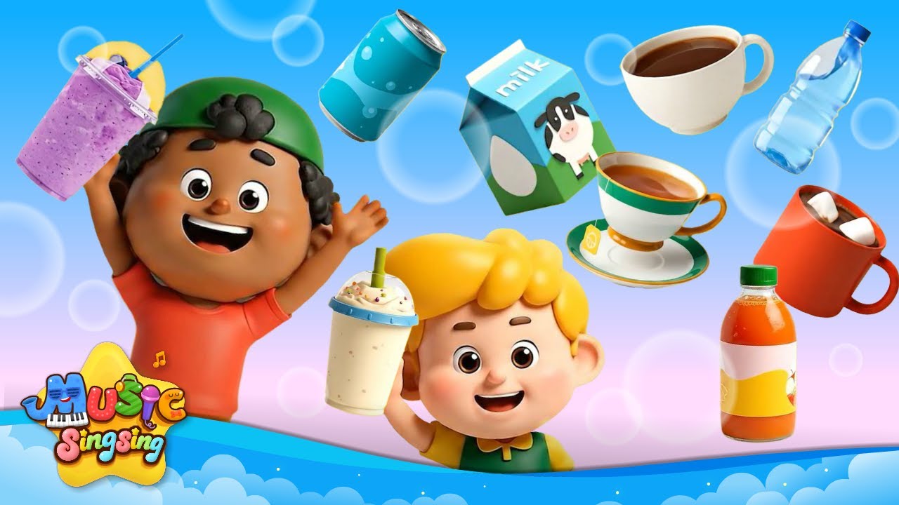 What drink is in the cup - English Song for Kids - Vocab Song - AI Animation for Kids