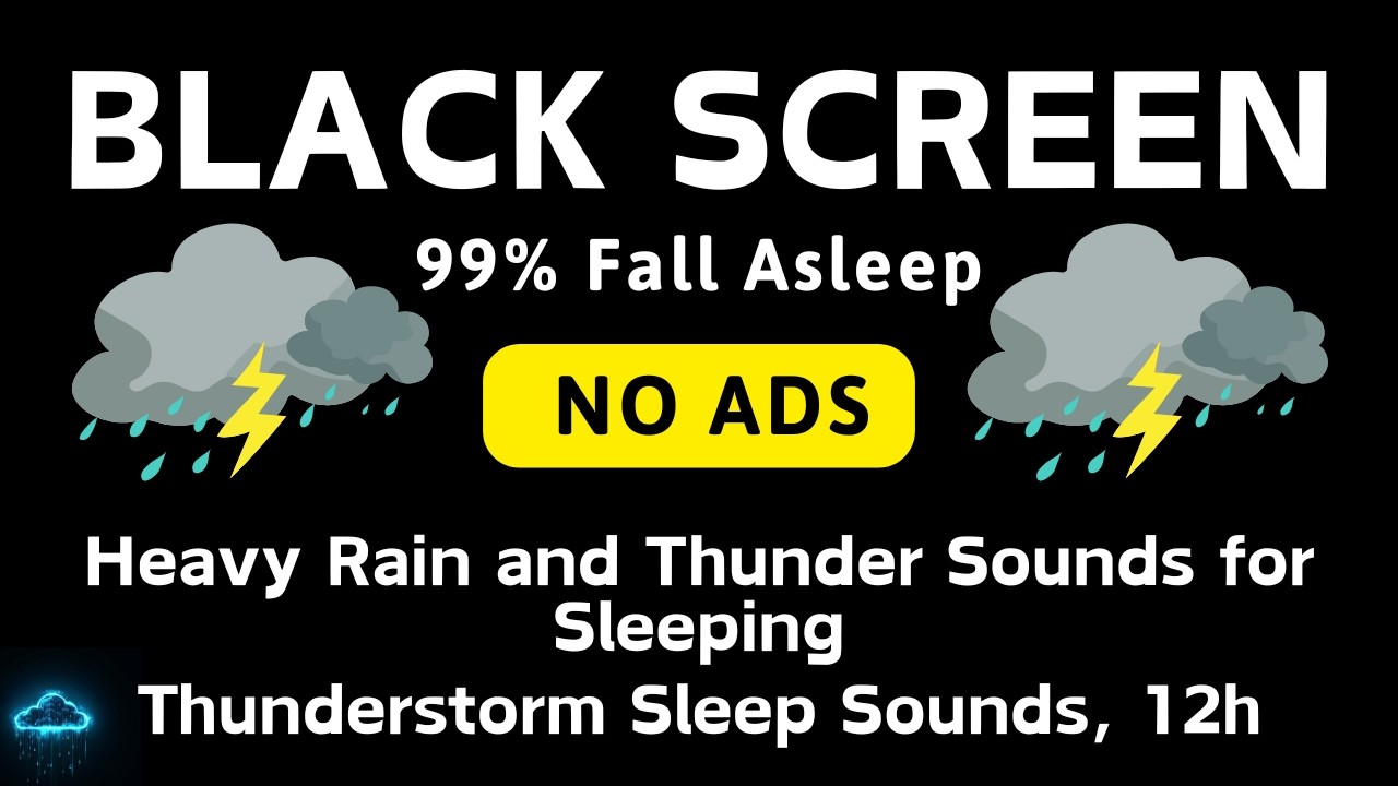 Звуки сильного дождя и грома для сна | Звуки грозы для сна, 12 часов, без рекламы