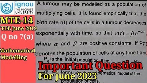 BSc Mathematics| IGNOU |MTE14 | June TEE 2019 | Q No 7(a) | Mathematical Modelling |