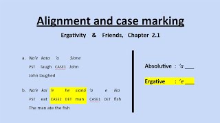 Alignment and case marking - Ch2.1 of Ergativity & Friends