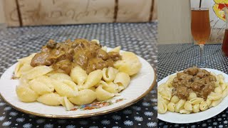 Мясо с грибами в сливочном соусе | вкусный ужин