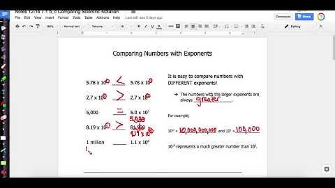 Notes 12-13 Comparing Scientific Notation