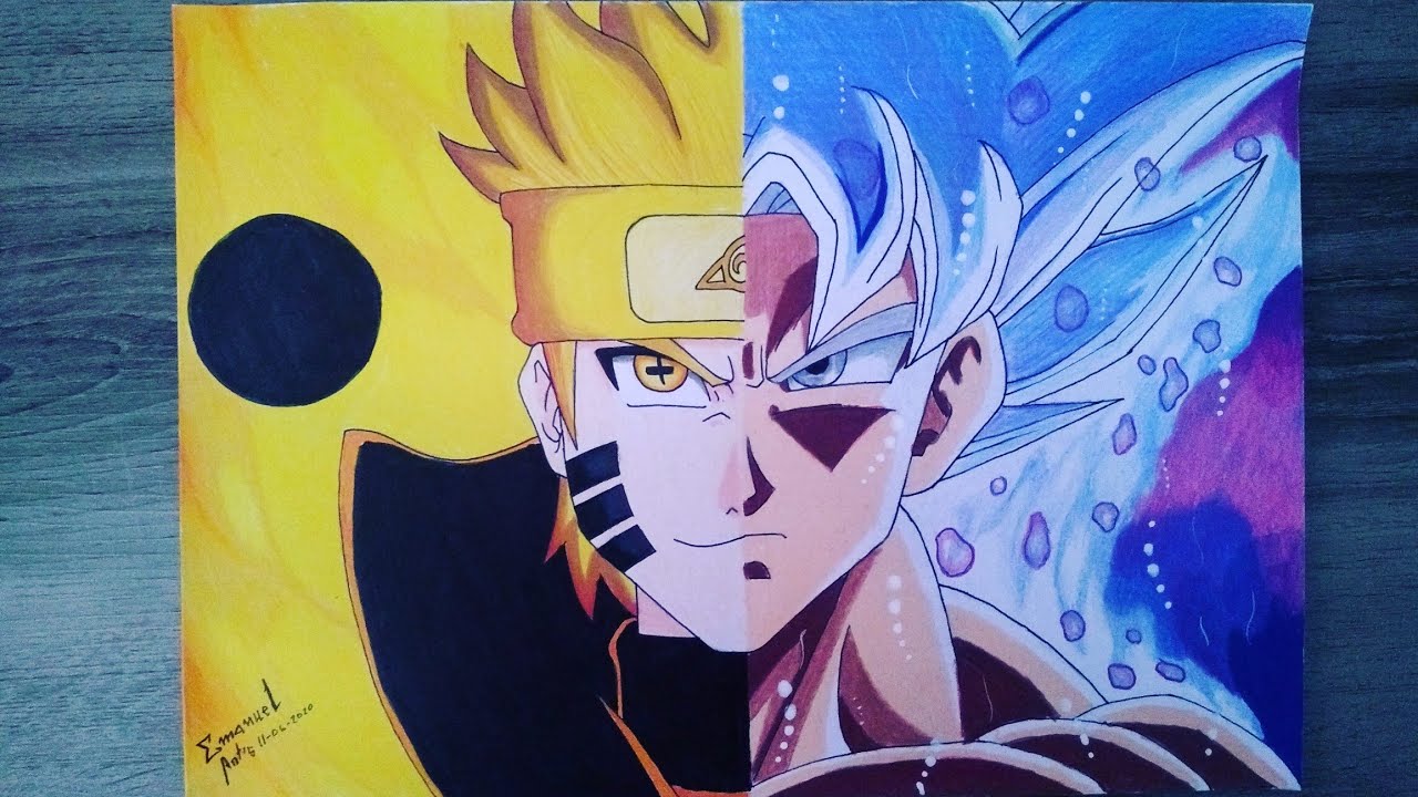 como desenhar NARUTO VS GOKU god 