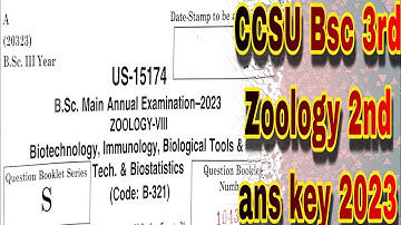 ccs Bsc 3rd year Zoology 2nd Answer key 2023 | Zoology 2nd paper B321| Bsc 3rd year @rudrapundir