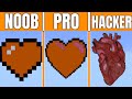 Minecraft pixel art «HEART» (noob VS pro VS hacker) PART 2