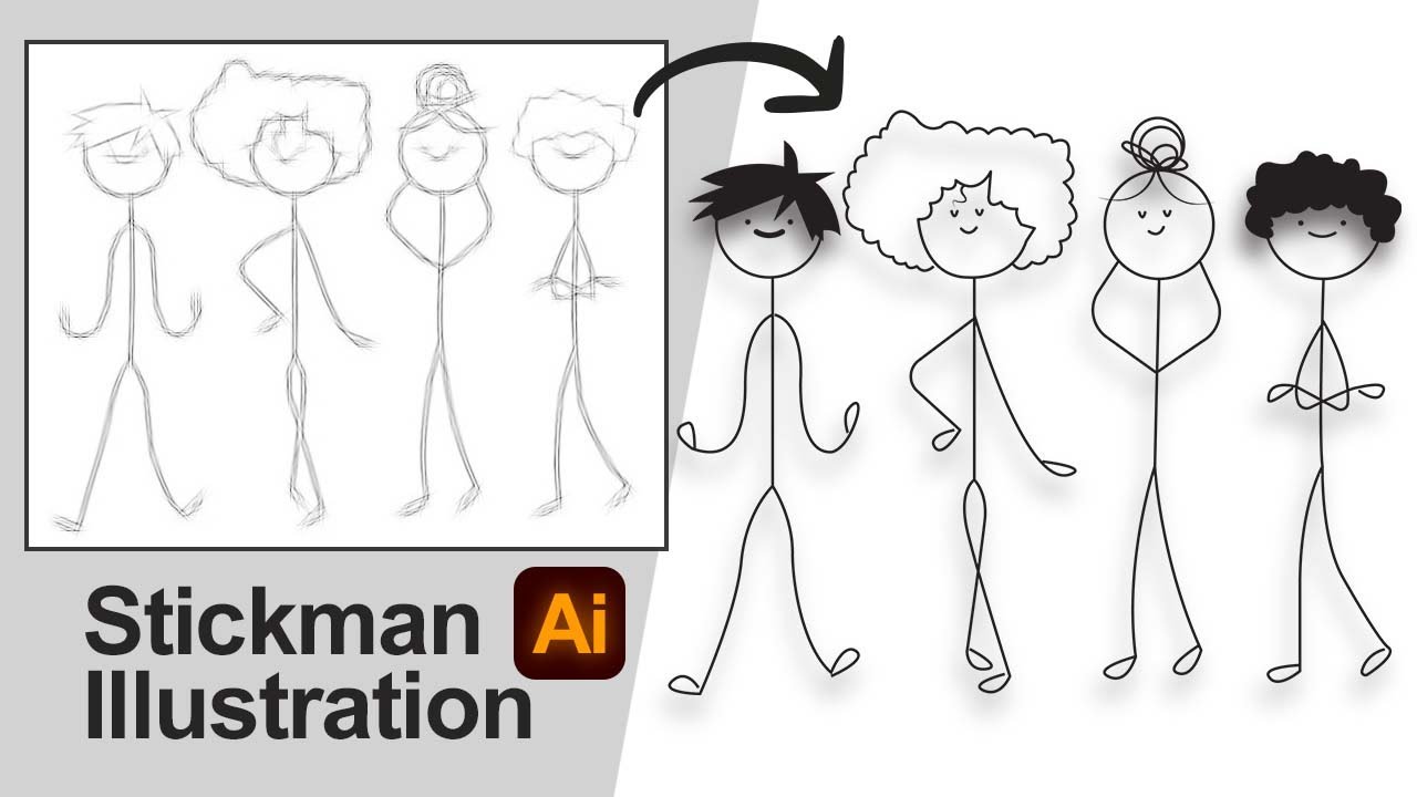 How to Draw Stick Figures to begin drawing Cartoon People 