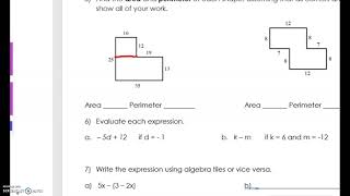 Algebra 1: Unit 1 Study Guide