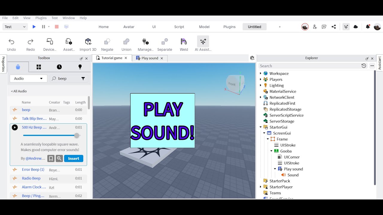 How to make a TextButton Play a sound for the local player In Roblox ...