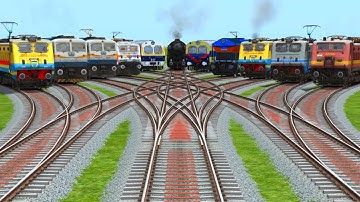 11 Trains Crossing At Bumpy Curves Railroad Tracks | train simulator gameplay | #train 