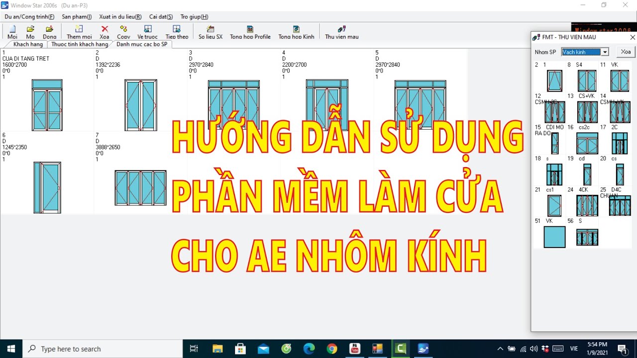 hướng dẫn sử dụng phần mềm làm cửa nhôm xingfa trên máy tính - YouTube