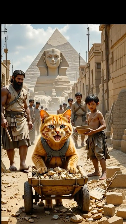 Orange cat built a pyramid 🧡🍊. #3d #cat #3danimation #ai #funny #viralshorts #trendingshorts