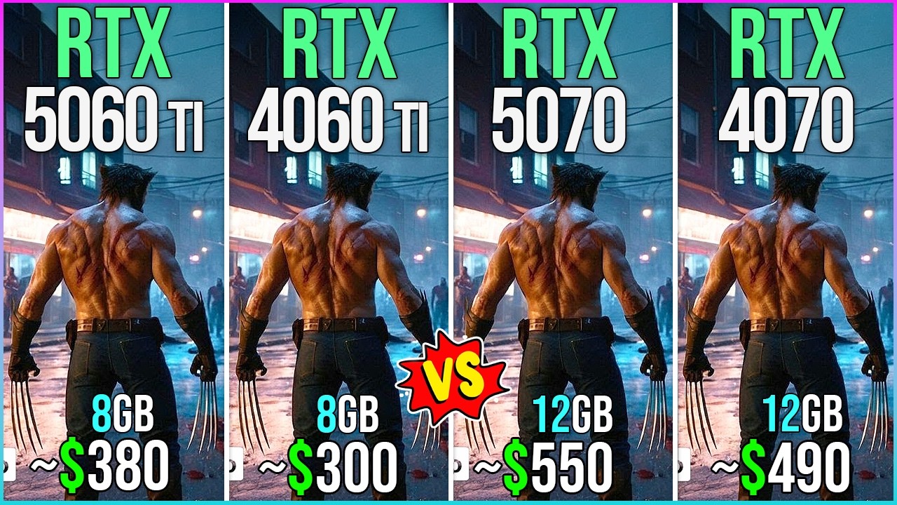 RTX 5060 TI vs RTX 4060 TI vs RTX 5070 vs RTX 4070 - Test in 20