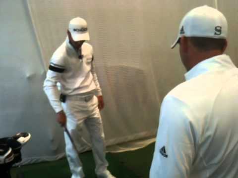 Martin Kaymer hits balls indoors with Sergio Garci...