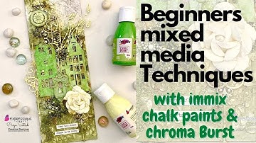 mixed media tutorial | simple step by step process | Textures, layers with chipboard embellishments