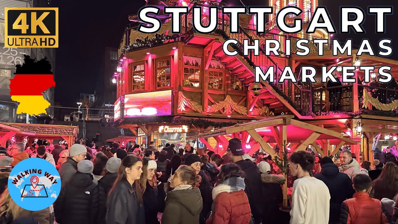 Рождественские ярмарки в Штутгарте, Германия — последний день рождественской ярмарки в разрешении...