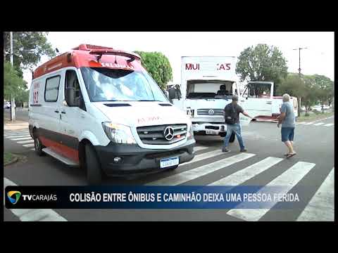 Colisão entre  ônibus e caminhão deixou uma pessoa ferida em Campo Mourão