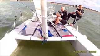 Dart 18 capsize, fall through mainsail