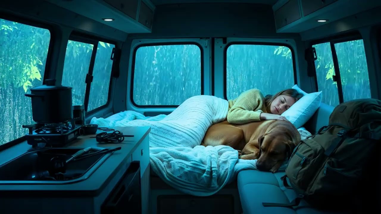 🌧️Intense Rainstorm in a Warm Camper 🚐🌩️ Sleep