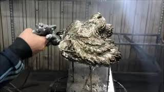 Химическое серебрение фигуры льва