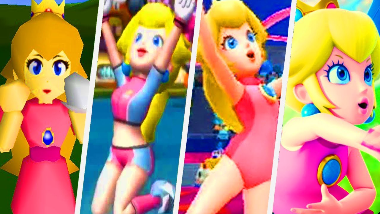 Evolution of all Princess Peach appearences in Super Mario Sports Games sta...