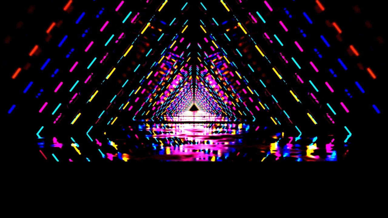 Mute Vision 4K  Мультицветный Неоновый Футуристический Тоннель с Гипнотическим Движением (Без Звука)