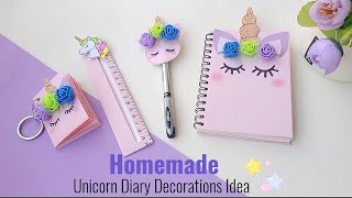 DIY Unicorn DIARY COVER DESIGN  / How to make unicorn school supplies /School hacks / Back to school