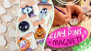 how i make clay pins and magnets ✿