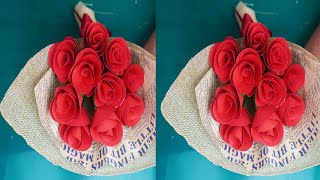 Ideas for making beautiful rose bouquets using colored paper