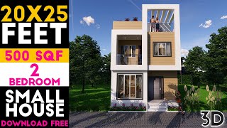 East Facing House 20x25 Feet Small Space House Design With 2 Bedroom 500 Sqf  Plan34