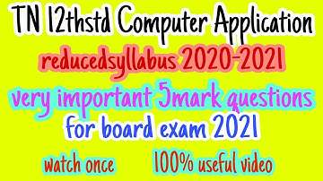 TN 12thstd computer application |very important 5mark questions |reducedsyllabus 2020-2021 |