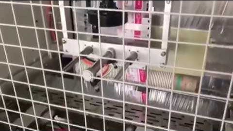 paper cup packaging machine 2 in 2 out with automatic labeling