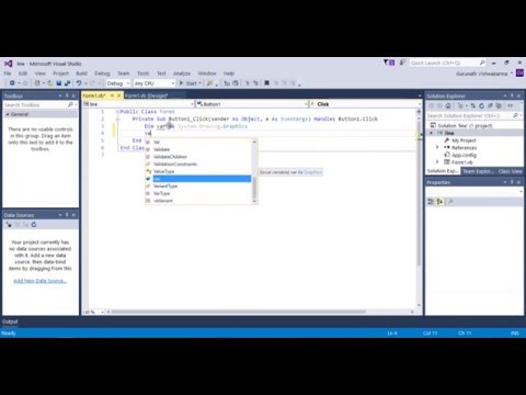 How to draw a line in visual studio 2015
