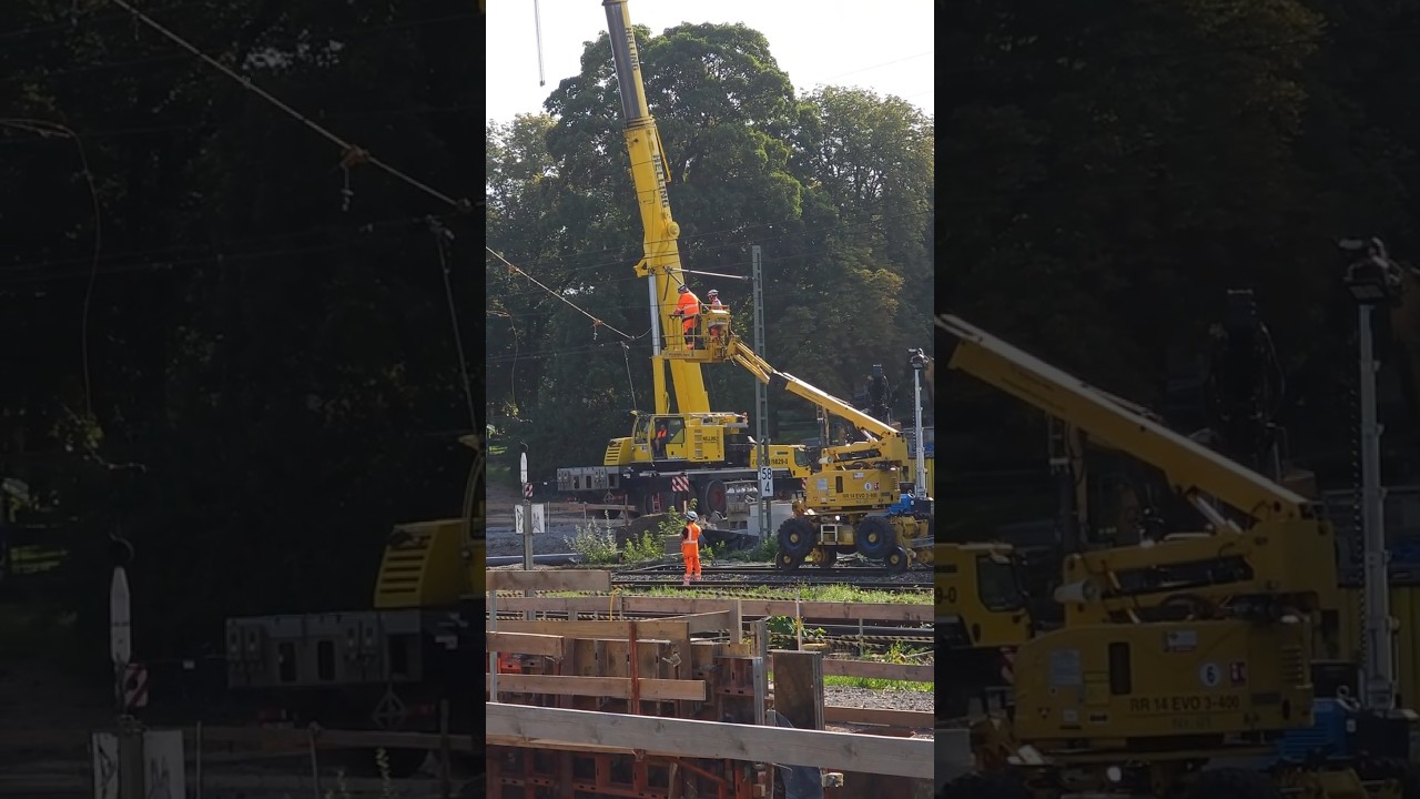 Neckarsulm: Groß-Baustelle Vollsperrung Bahn-Unterführung mit großen Kränen 