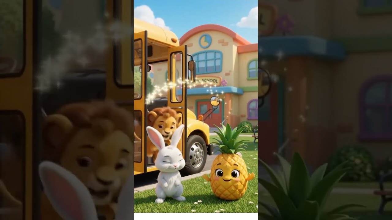 حافلة حرف الألف "أَ... أَرْنَب! 🐇 أَنَانَاس! 🍍 أَ... أَسَد! 🦁 #shortvideo #cartoon#Kids #forkids